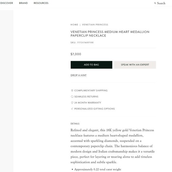 Roberto Coin 18K Venetian Princess Diamond Heart Lariat Necklace 17" $7,000 - Picture 8 of 13